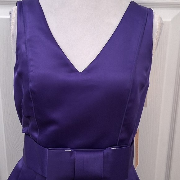 NWT Nue By Designer Shani Plum Satin Sleeveless Formal Dress  Size 10 - Picture 2 of 16